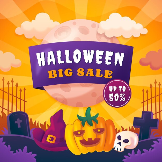 Vector gratuito ilustración de venta de halloween degradado