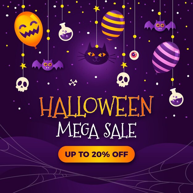 Ilustración de venta de halloween degradado