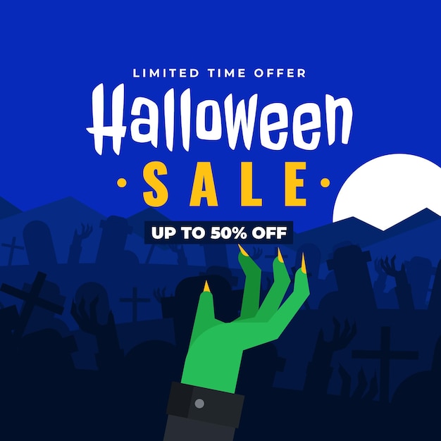 Ilustración de venta de halloween plana