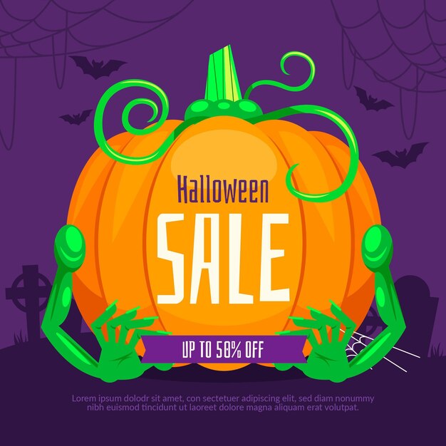 Vector gratuito ilustración de venta de halloween plana