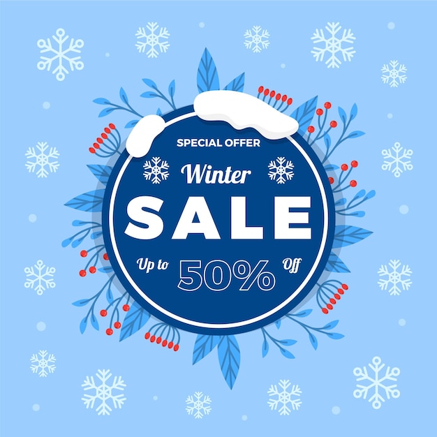 Ilustración de venta de invierno plana