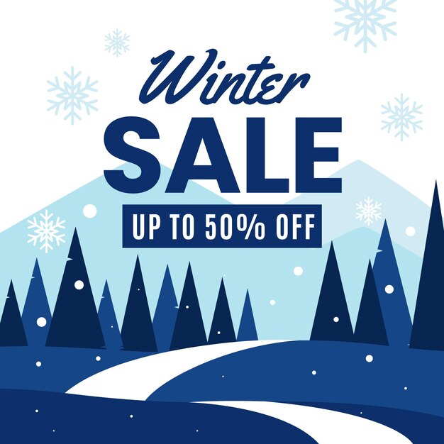 Ilustración de venta de invierno plana