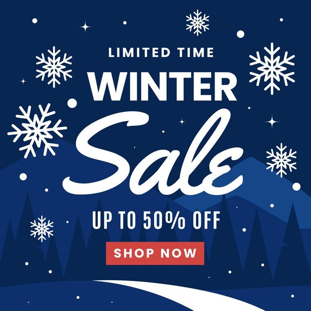 Ilustración de venta de invierno plana