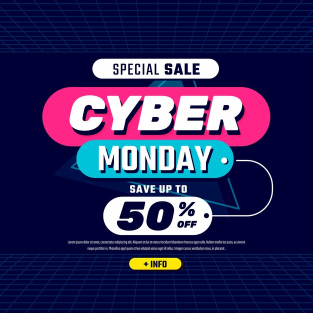 Ilustración de venta de lunes cibernético plana