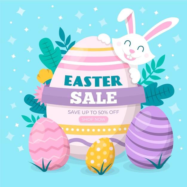 Vector gratuito ilustración de venta de pascua plana