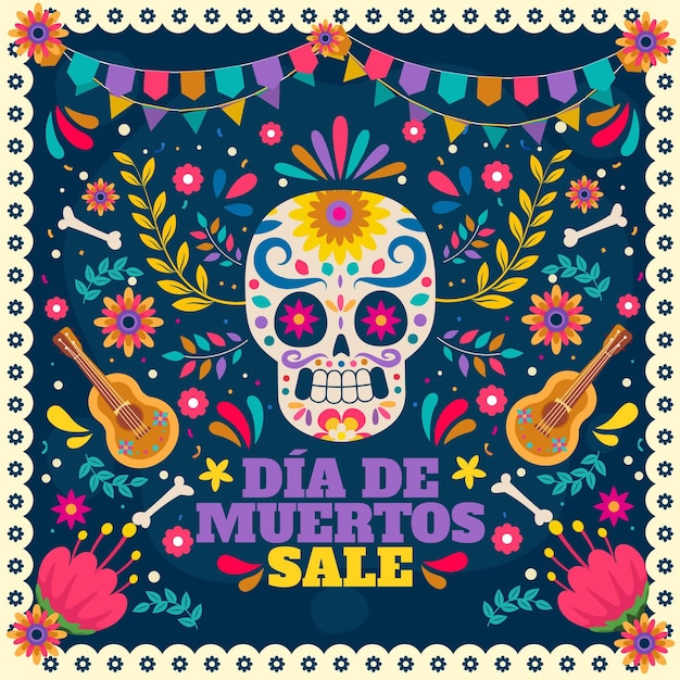 Vector gratuito ilustración de venta plana dia de muertos