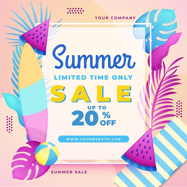 Ilustración de venta de verano gradiente hola