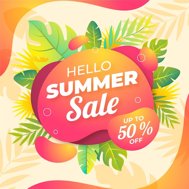 Vector gratuito ilustración de venta de verano gradiente hola