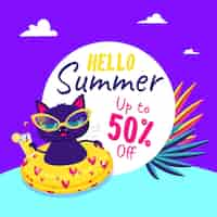 Vector gratuito ilustración de venta de verano hola de dibujos animados