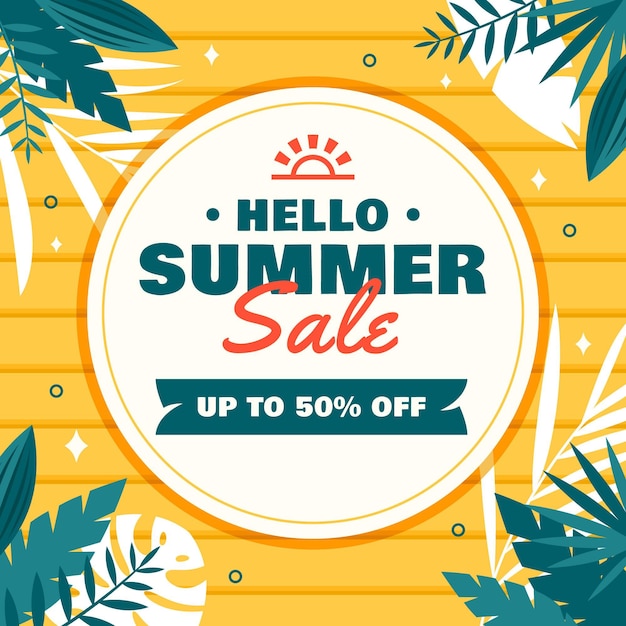 Vector gratuito ilustración de venta de verano hola plana