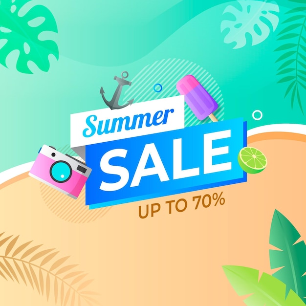 Vector gratuito ilustración de venta de verano hola plana