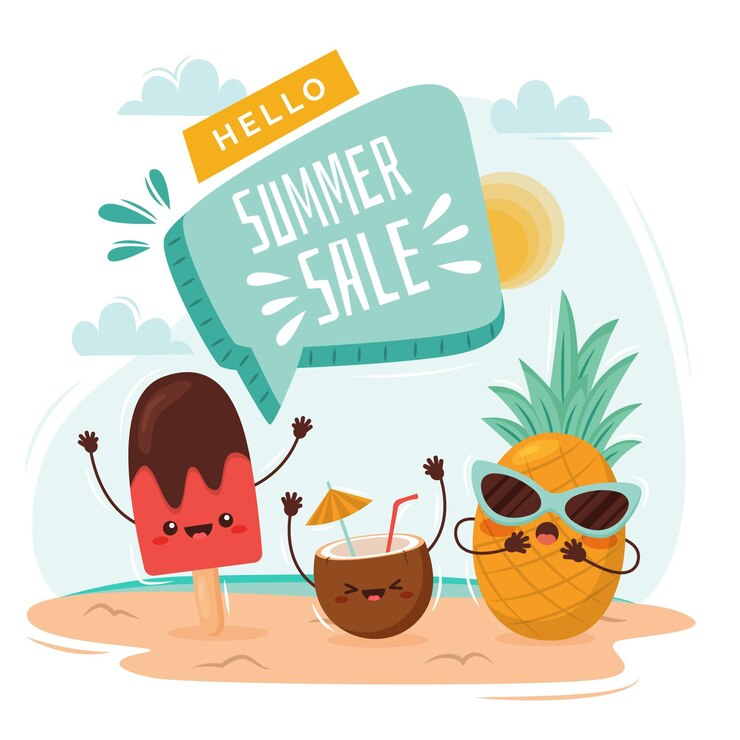 Vector gratuito ilustración de venta de verano hola plana