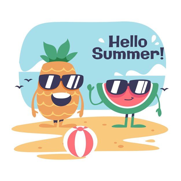 Ilustración de venta de verano hola plana