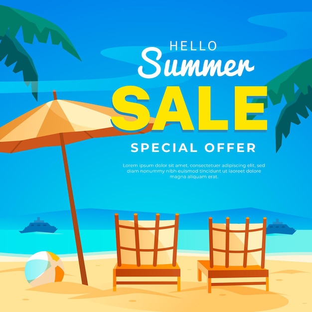 Vector gratuito ilustración de venta de verano plana