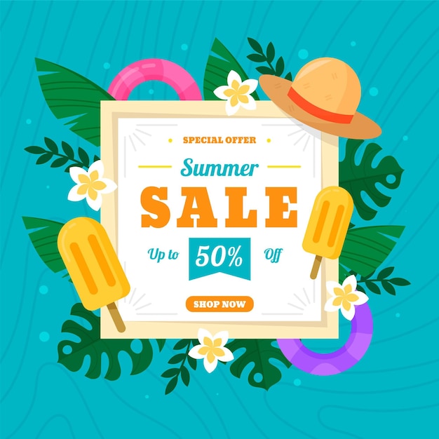 Vector gratuito ilustración de venta de verano plana