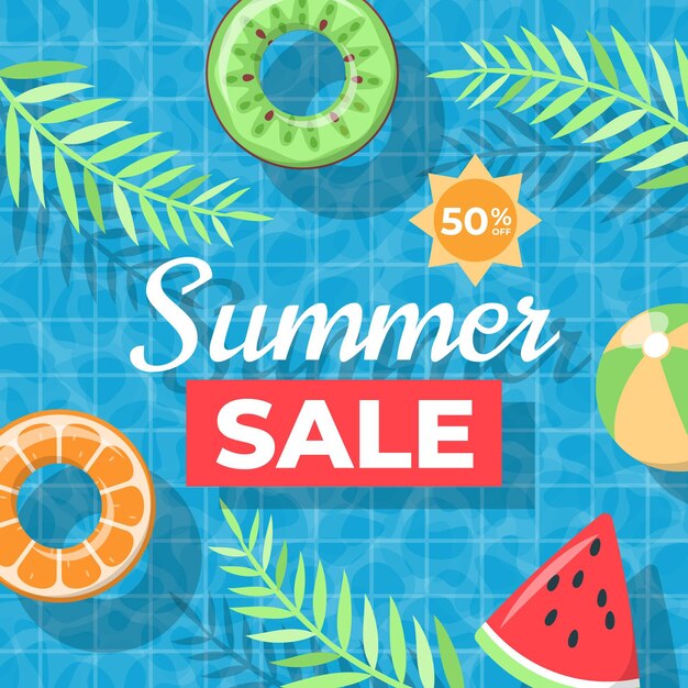 Ilustración de venta de verano plana