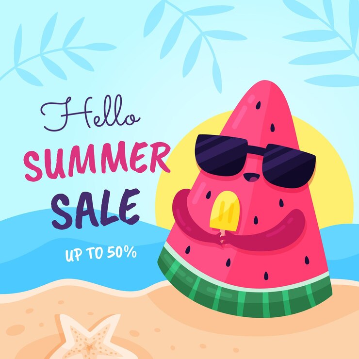 Vector gratuito ilustración de venta de verano plano orgánico hola
