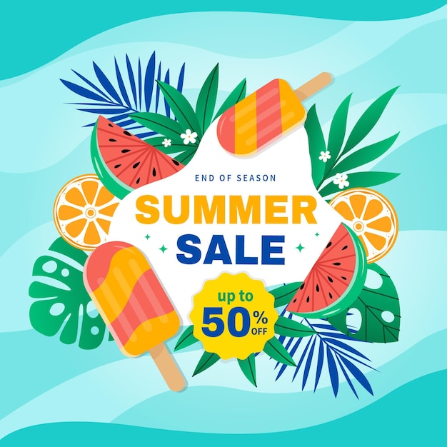 Ilustración de venta de verano plano orgánico