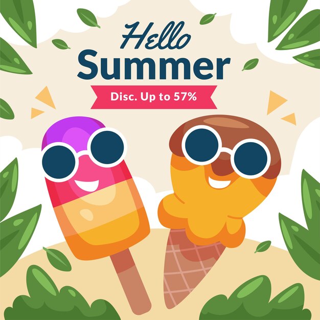 Ilustración de venta de verano plano orgánico