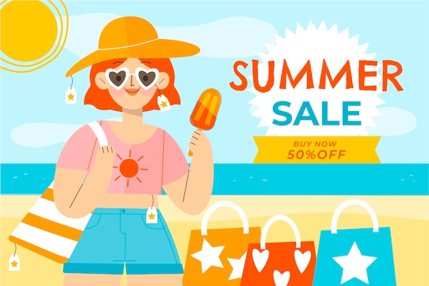 Vector gratuito ilustración de venta de verano plano orgánico