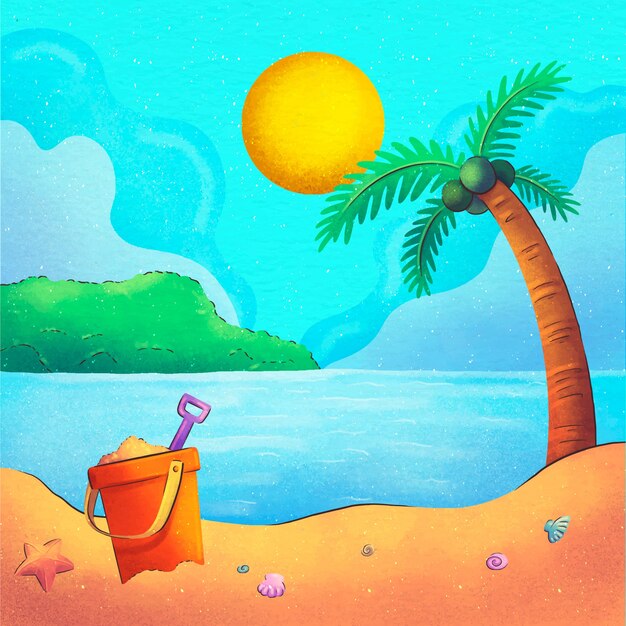 Ilustración de verano acuarela