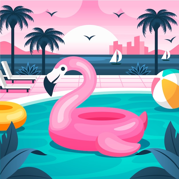 Ilustración de verano degradado de los 80