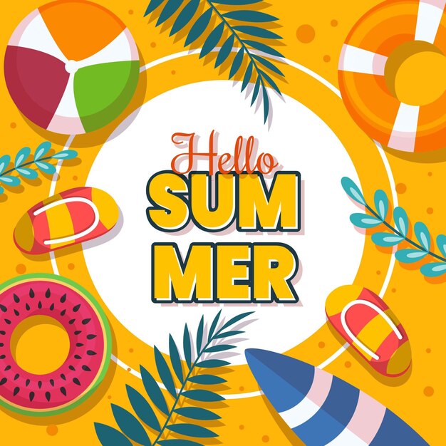 Ilustración de verano gradiente hola