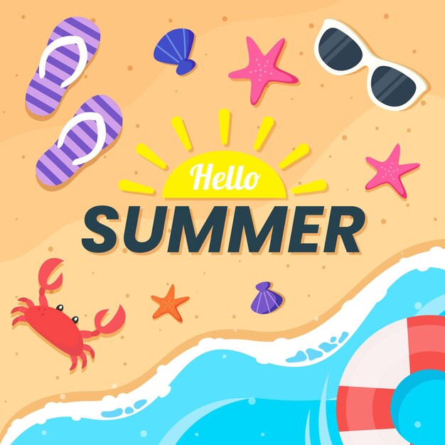 Ilustración de verano hola plana