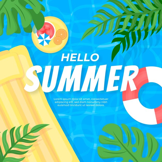 Ilustración de verano hola plana