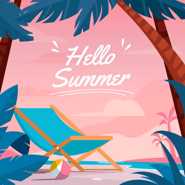 Ilustración de verano hola plana