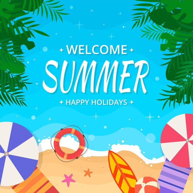 Ilustración de verano plana