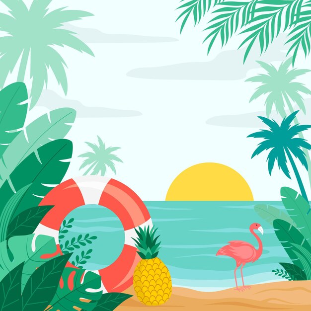 Ilustración de verano plana