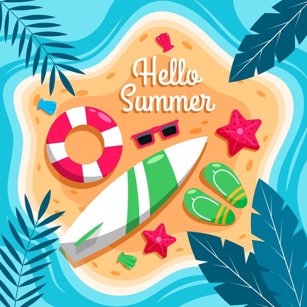 Ilustración de verano plana