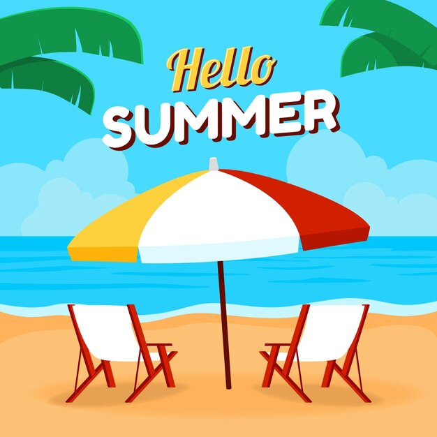 Ilustración de verano plana
