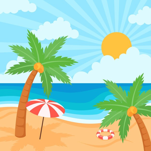 Ilustración de verano plana
