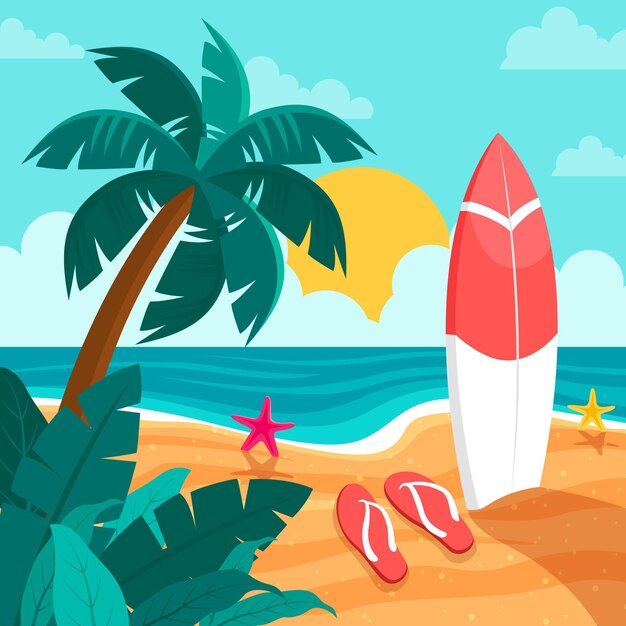 Ilustración de verano plana