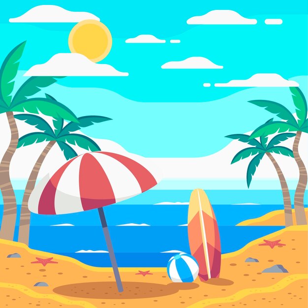 Ilustración de verano plana