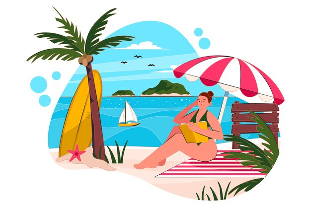 Ilustración de verano plana