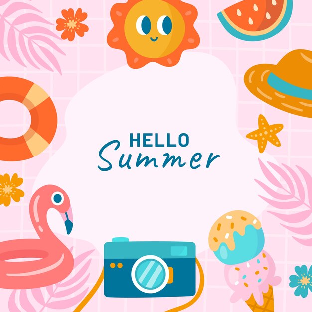 Ilustración de verano plana
