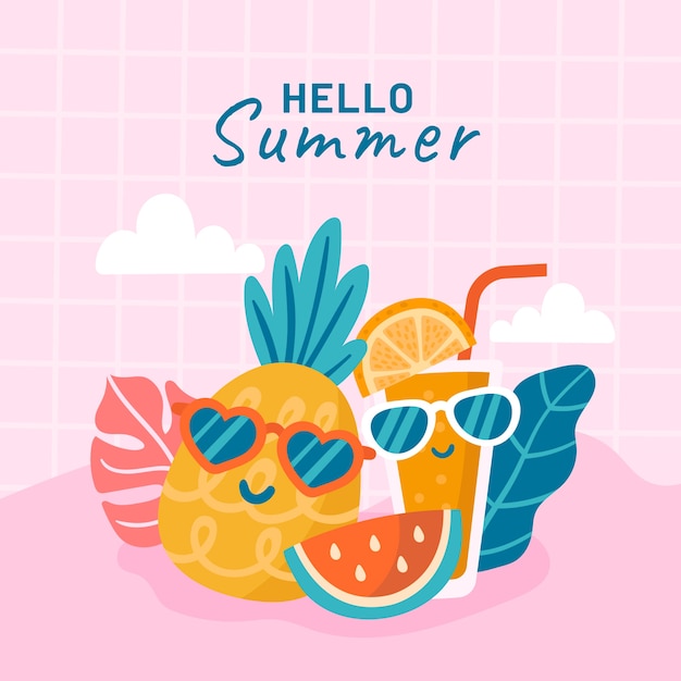 Vector gratuito ilustración de verano plana