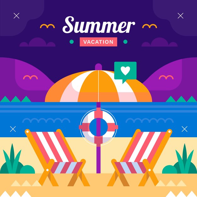 Ilustración de verano plana