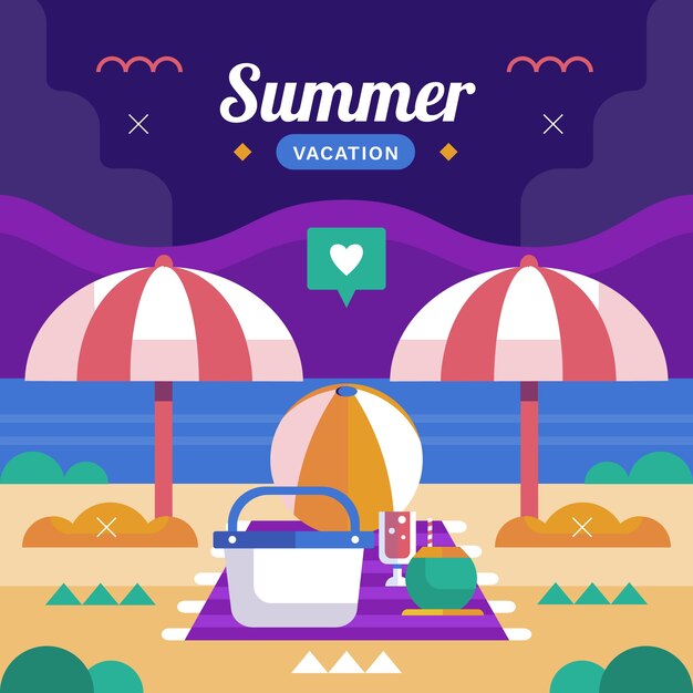 Ilustración de verano plana