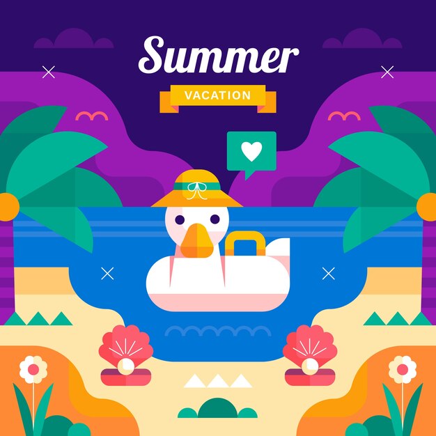 Ilustración de verano plana
