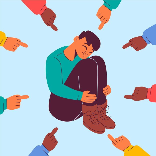 Ilustración de vergüenza de diseño plano dibujado a mano