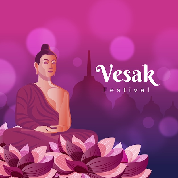 Vector gratuito ilustración vesak degradado