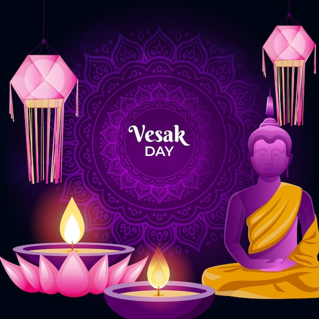 Vector gratuito ilustración vesak degradado