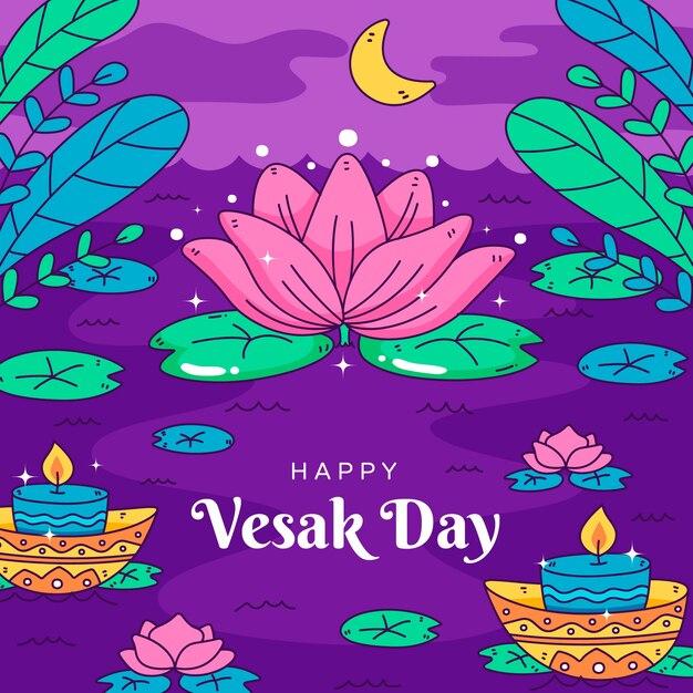 Vector gratuito ilustración vesak dibujada a mano