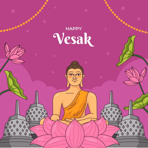 Ilustración de vesak dibujada a mano