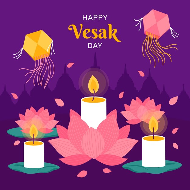 Ilustración vesak plana