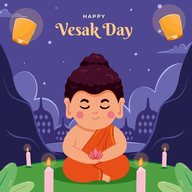 Ilustración vesak plana